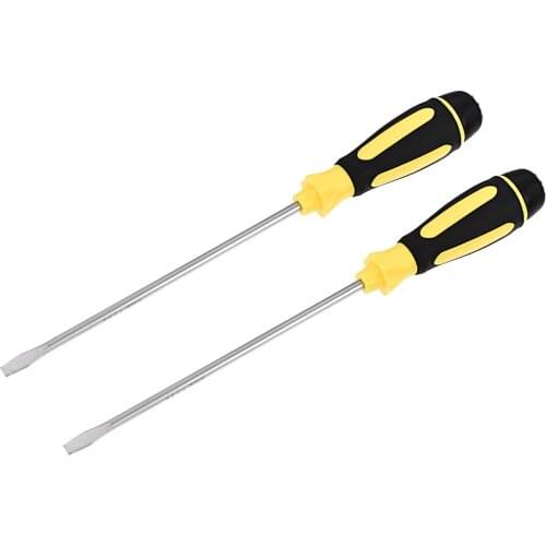 Uxcell 2 Pcs 6.5mm Slotted Screwdriver W Bearing 8 Inch CR-V Round Shaft Non Slip Comfortable Handle for DIY, Automotive