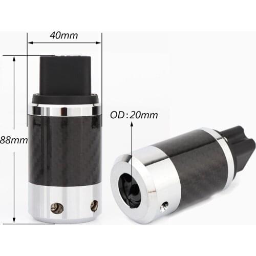 Preffair High Performance CF4A Gold Plated Carbon Fibre Audio Power IEC Female Connector Plug AC 20A Female Power Cord Connector