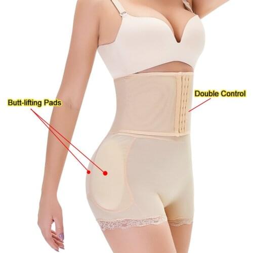 High Waisted Waist Trainer Shapewear Body Tummy Shaper Fake Ass Butt Lifter Booties Hip Pads Enhancer Booty Lifter Thigh Trimmer