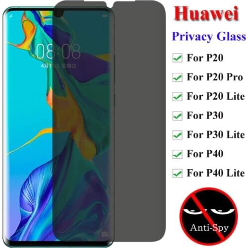 9H Privacy Screen Protectors For Huawei P30 P20 P40 Anti-Peeping Glass Film for Huawei P40 P30 P20 Lite P20 Pro Protective Glass