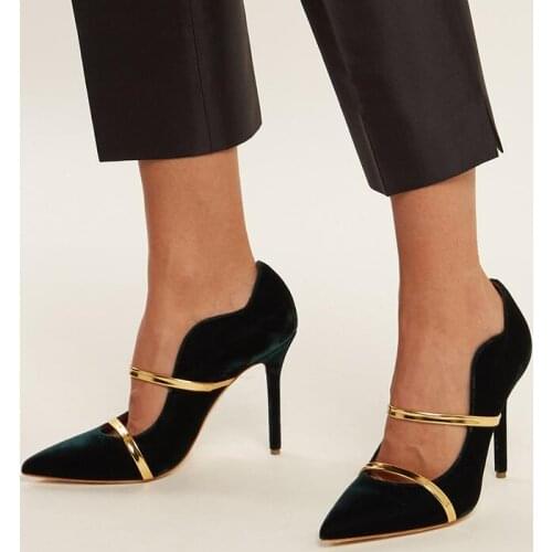 Plus Size 11 Gold Bing Bling Glitter Pumps For Women Pointed Toe Metal Strap Decoration Lady Dress Shoes Bride Heels Pumps