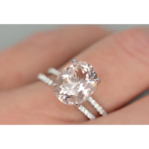 Milangirl Hot Sale 2 PCS/Set Trendy Light Champagne Color Zirconia Crystal Rings Set for Women Wedding Engagement Jewelry