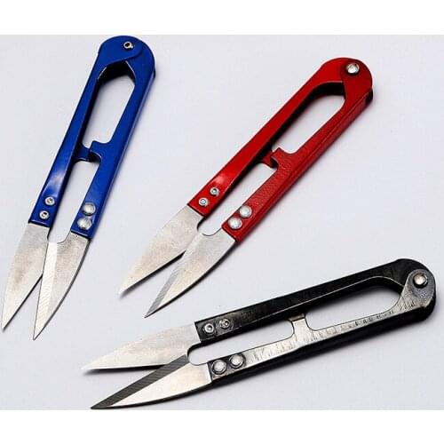 1Pcs New Useful Stainless Steel Stitch U-Shape Use Scissors Cut Fishing Line Trimming Nipper Essential Cross Scissors