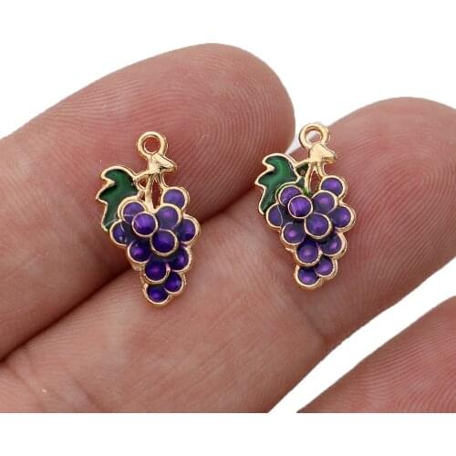 10Pcs Enamel Gold Color Grape Charm Pendant for Jewelry Making Bracelet Necklace DIY Earrings Accessories Craft