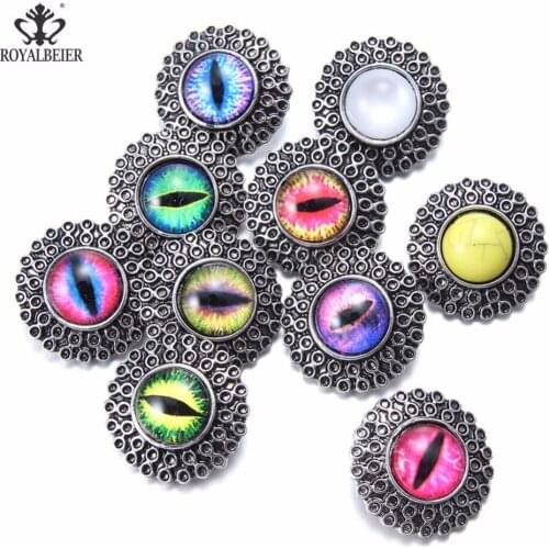 10pcs/lot 18mm Snap Button Round Charms Jewelry Multi Color&Pattern For 20mm Snaps Bracelet 18mm Snap Jewelry KZ0963-KZ0965