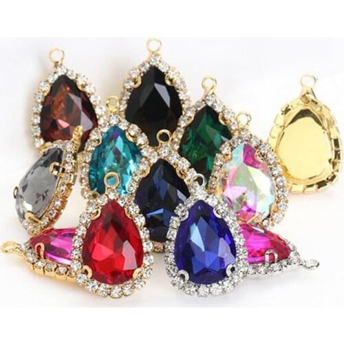 10pcs/lot Crystal Rhinestone Water Drop Charms Pendants DIY Jewelry Findings for Necklace Earrings Making Accessories Craft