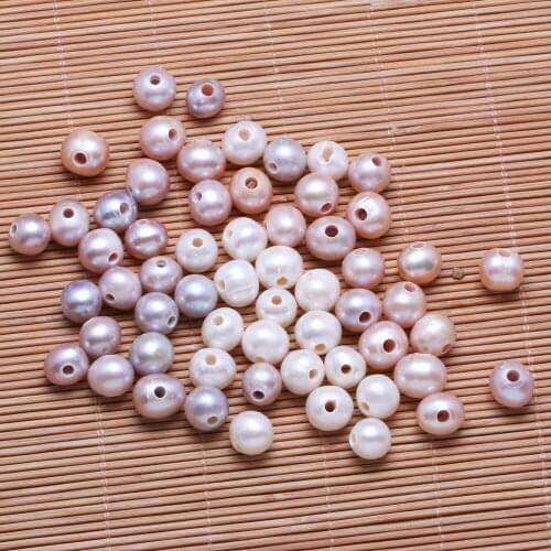 10In Natural Freshwater Pearl Beads For DIY Jewelry Making Necklace Bracelets Earrings Spherical Aperture:2mm White Pink Purple