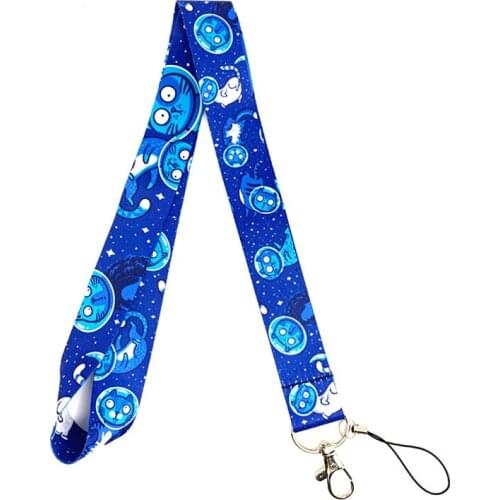 12Pcs Cartoon Space Cat Mobile Phone Rope Keychain Lanyard For Keys USB ID Badge Holder Keycord Necklace Neck Strap Accessories