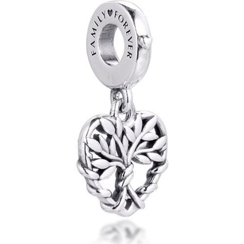 2020 Winter Fits Europe Bracelet 925 Sterling Silver Original Charm Heart Family Tree Dangle Beads for Women DIY Jewelry Making