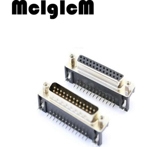 5Pcs/LOT DR25 pin Male/Female Bending Pin 90DEG connector Weld plate / Flap type DR25 serial port DB25M adapter