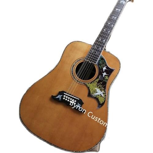 Free shipping 12 strings handmade customize doves in flight natural dreadnought acoustic 12 string guitar 12 strings electric