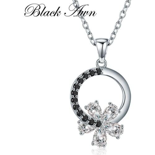 [BLACK AWN] 925 Sterling Silver Jewelry Necklace for Women Slide Necklaces Pendants K001