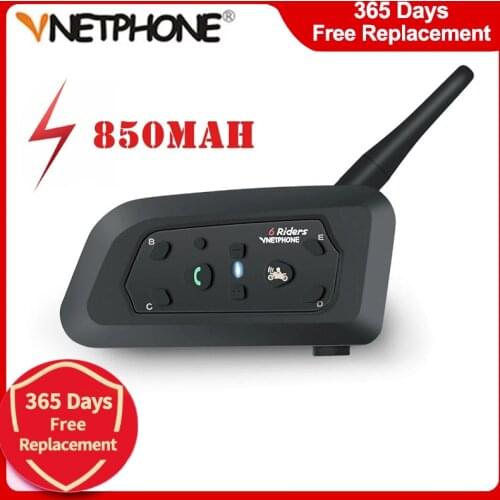 Vnetphone V6 Motorcycle Bluetooth 1200M Helmet Intercom Full Duplex for 6 riders BT Wireless motocicleta Interphone Headsets