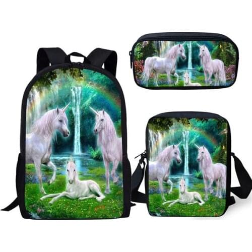 Kids School Bags Fantasy Colorful Horse Pattern Book Bag Cute Animal Primary Students Backpack/Flaps Bag/Pen Bags