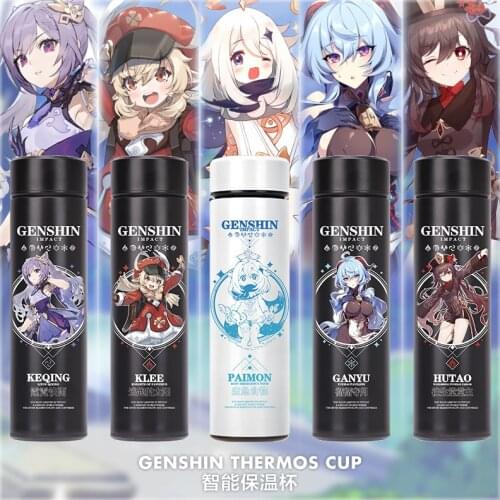Genshin Impact Hu Tao Klee Stainless Steel Game Vacuum Cup Men Women Intelligent Screen Thermos Cup Water Cup Water Bottle Gifts