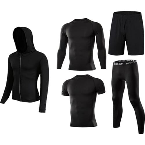 Running Set Mens Sports Tracksuit Compression Suit Quick Dry Basketball Tights Clothes Gym Fitness Training Jogging Sportswear