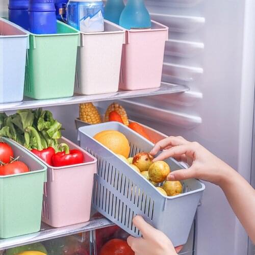 Refrigerator Organizer Basket Vegetable Fruit Storage Box Drink Bottle Holder Drainage Kitchen Fridge Storage Rack Space Saver