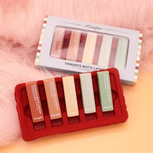 Hot Sales 5 Colors Multi Color New Style Long Lasting Waterproof Makeup Daily Use 5 in 1 Matte Liquid Lipstick Set Box