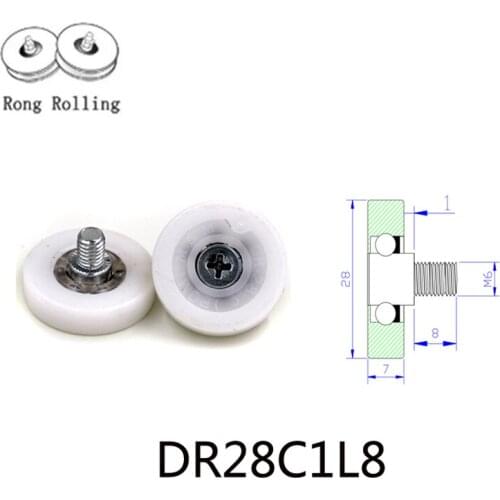 28X7 POM material encapsulated bearing with screw,roller diameter 24mm,thickness 7mm,wardrobe pulley,furniture pulley