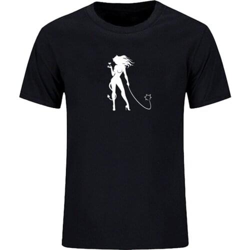 Devil girl mens T-shirt unconventional short sleeve summer T-Shirt Funny T-Shirt Large