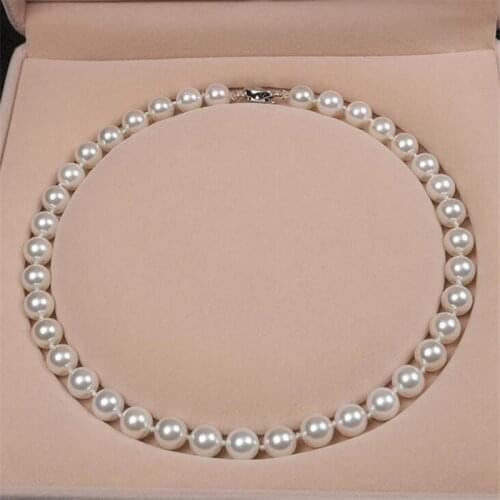 Natural shell White Pearl Choker Necklace For Women Big Beads Statement Necklace Jewelry Bride Party Fashion Beaded Accessories