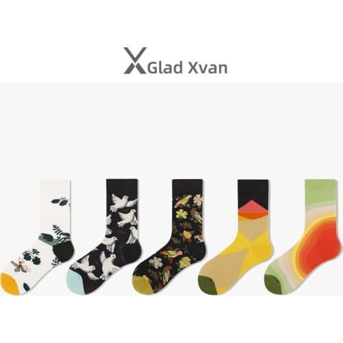 2020 Cartoon Couple Socks Cotton Women Socks Funny Pigeon Unisex Long Socks High Stretch Mid Crew Men Socks носки Fit 36-43