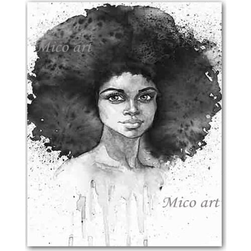 Newest Handmade Black And White African Sexy Lady Picture Art Abstract Canvas Wall Art Home Wall Hangings Decoration Pieces
