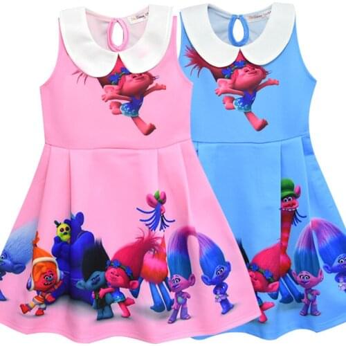 New Summer Girls Dress Fairy Dress for Girl Princess dresses Birthday Party Dress Trolls Costume for Kids Children Clothes