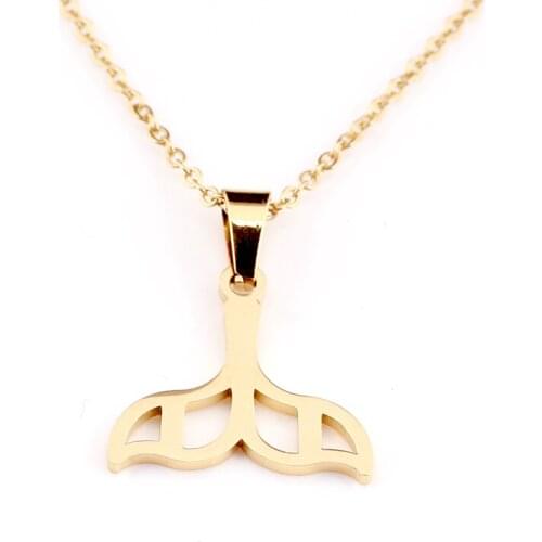 New gold Stainless Steel Mermaid Tail Pendant Necklaces For Women Chain Choker Necklace Collares Studs Earrings Jewelry Set Gift