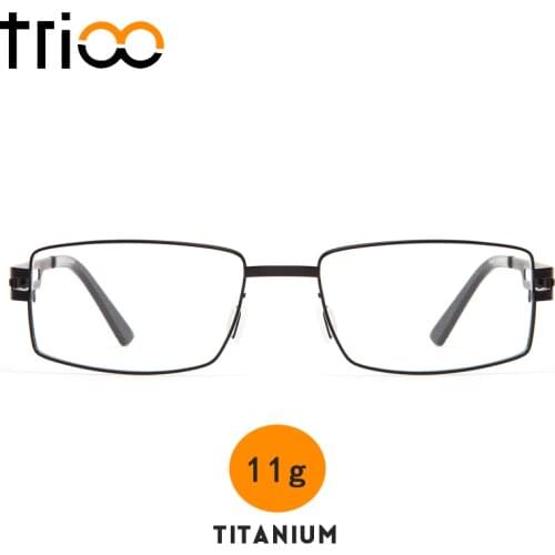 TRIOO Myopia Glasses Men Prescription Eyeglasses Top Quality Titanium 11g Square Frame Diopter Lens Clear Spectacle Male Eyewear