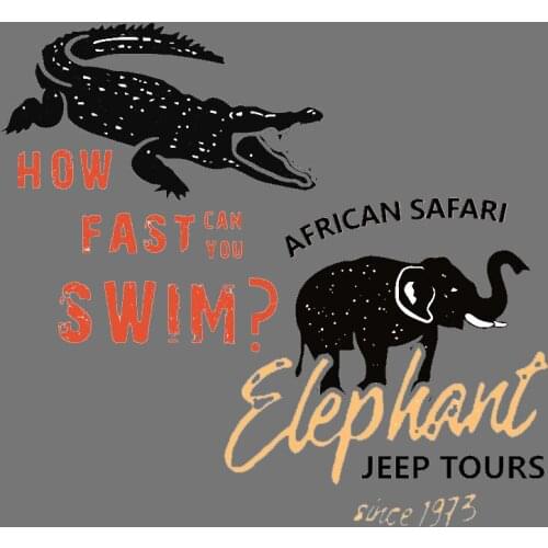 Punk Style Patch Heat transfer Printing Stickers Diy Women Clothes deal with it Crocodile Elephant Iron on patches for clothing