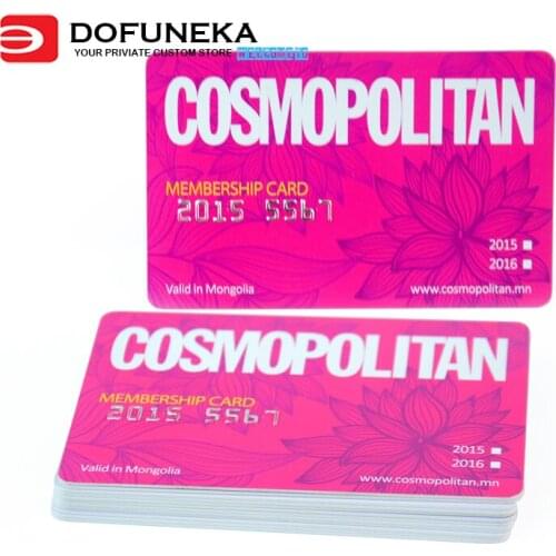 Plastic Card Printing both sides glossy surface with embossing number loyalty cards
