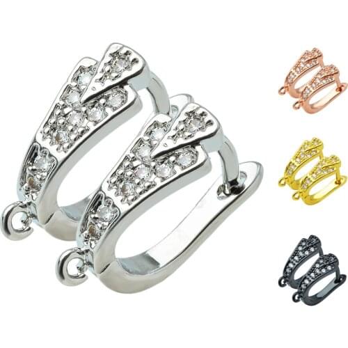 Peixin 4-color simple cz earrings hook DIY jewelry findings result made copper hoop earrings handmade Jewelry Accessories gift