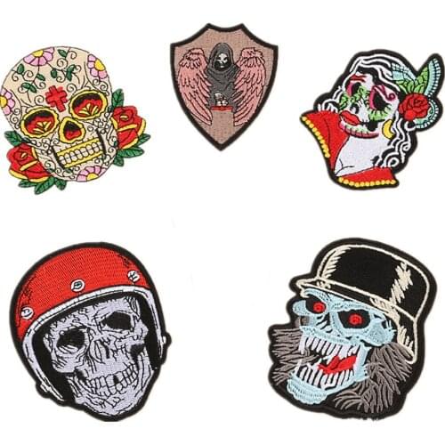 PGY 1pcs Punk Personality Style Embroidered Clothing Accessories Cloth Badge Badge Human Skeleton Patch Subsidies Shoes And Hats