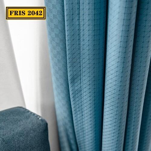 Blackout Cotton and Linen Thickened Modern Simple Light Luxury Jacquard Curtain Finished Curtains for Living Dining Room Bedroom