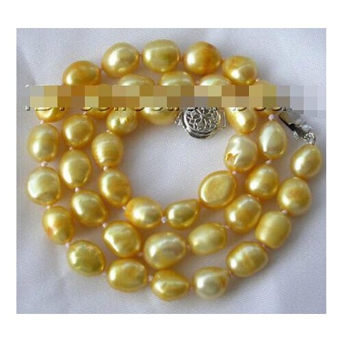 Stunning 8-9mm baroque gold freshwater cultured pearl necklace