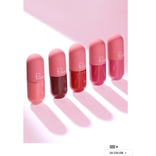 Pudaier 18 Colors Mini Capsule Lip Gloss Matte Lipgloss Liquid Lipstick Waterproof Lip Tint Maquillaje Makeup Korean Lips TSLM1