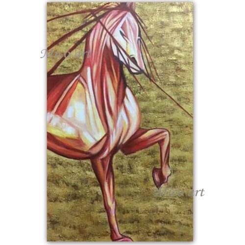 Running Horse Picture Hand-painted Animal Oil Painting Canvas Wall Art Modern Bedroom Wall Decoration Art Unframed Paintings