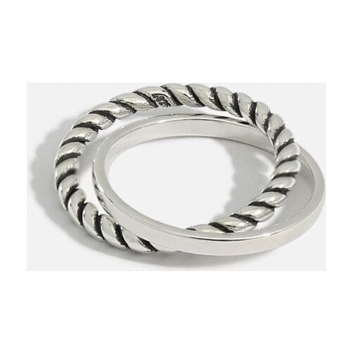 SHANICE Retro SS925 Sterling Silver ring ins retro old twist double cross Opening Minimalist Chunky Rings Women Gifts Charm