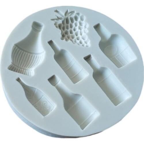 Cake Tools wine bottle grape pot silicone mold Decorating Cupcake decorating Gumpaste fondant tool mould