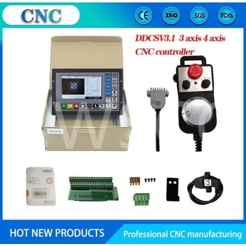 Special offer DDCSV3.1motion control system set 3-axis 4-axis cnc controller, emergency stop electronic handwheel support G code