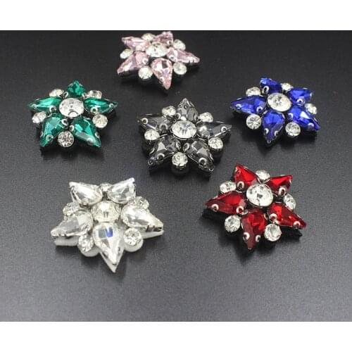 Handmade Glass diamond nail beaded pentagon star drill patch and decorative DIY accessories cap shoes patch while red green