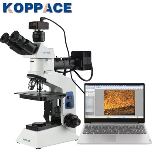 KOPPACE Trinocular Metallurgical Microscope 5 Million Pixels 50X-500X USB2.0 Camera Provide Image Measurement Software