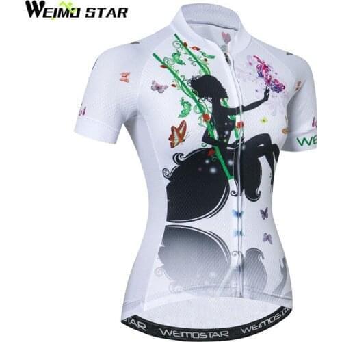 Weimostar Beautiful Cycling Jersey Women Mountain Road Bike Jersey Shirt Summer Breathable MTB Bicycle Clothing Maillot Ciclismo