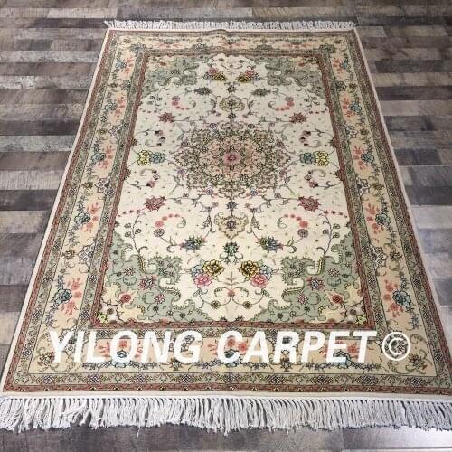 Yilong 4'x6' handknotted vivid flowers turkish style oriental living room handmade wool carpet (WY2085S4x6)