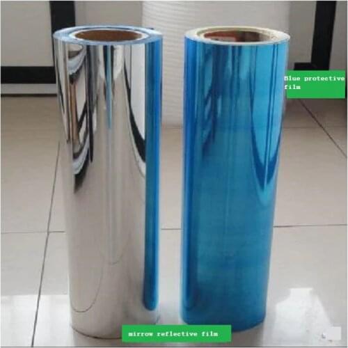 50cm*2M Width PET Silver Mirror Reflective Stickers Waterproof UV Light Opaque Film