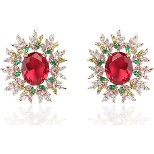 Cubic Zircon CZ Wedding Stud Earring,Crystals Earring for Bride Women Girl Prom Jewelry with 925 Silver Pin CE10897