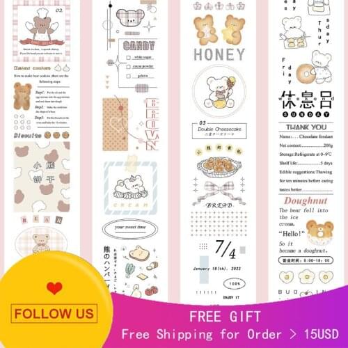 1 Loop Fox Decorative Washi Tape Sample Cookie Bear Text Pet Release Paper