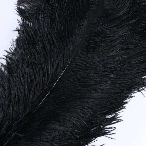 10Pcs/Lot Hard Rod Natural Black Ostrich Feathers for Crafts 15-75CM Carnival Costumes Wedding Accessories Decoration