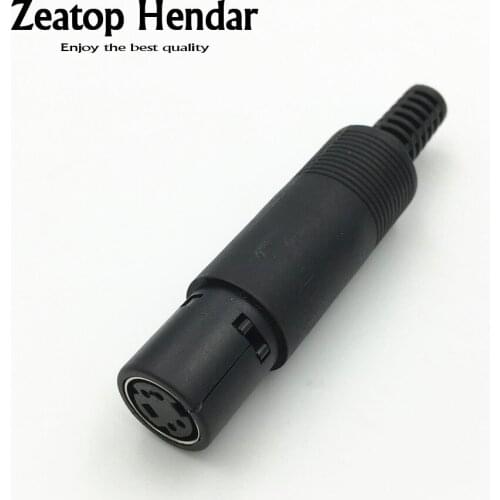 10Pcs Mini 4 Pin Din Female Plug With Plastic Handle Adapter Soldering Cables DIY Connector